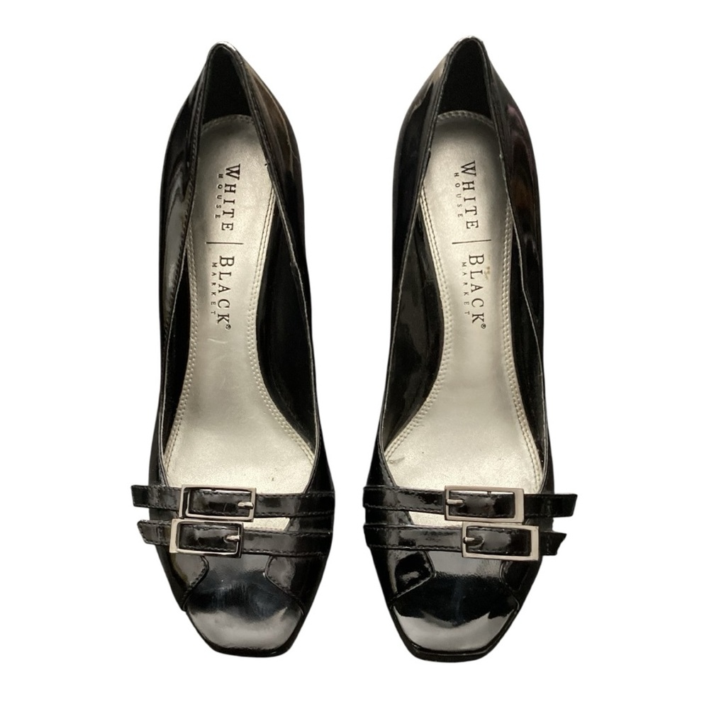 White House Black Market Black Heels with Double Buckle Design